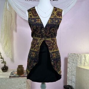 Vintage Tapestry Button Vest | Size Small (fits Small–Medium)